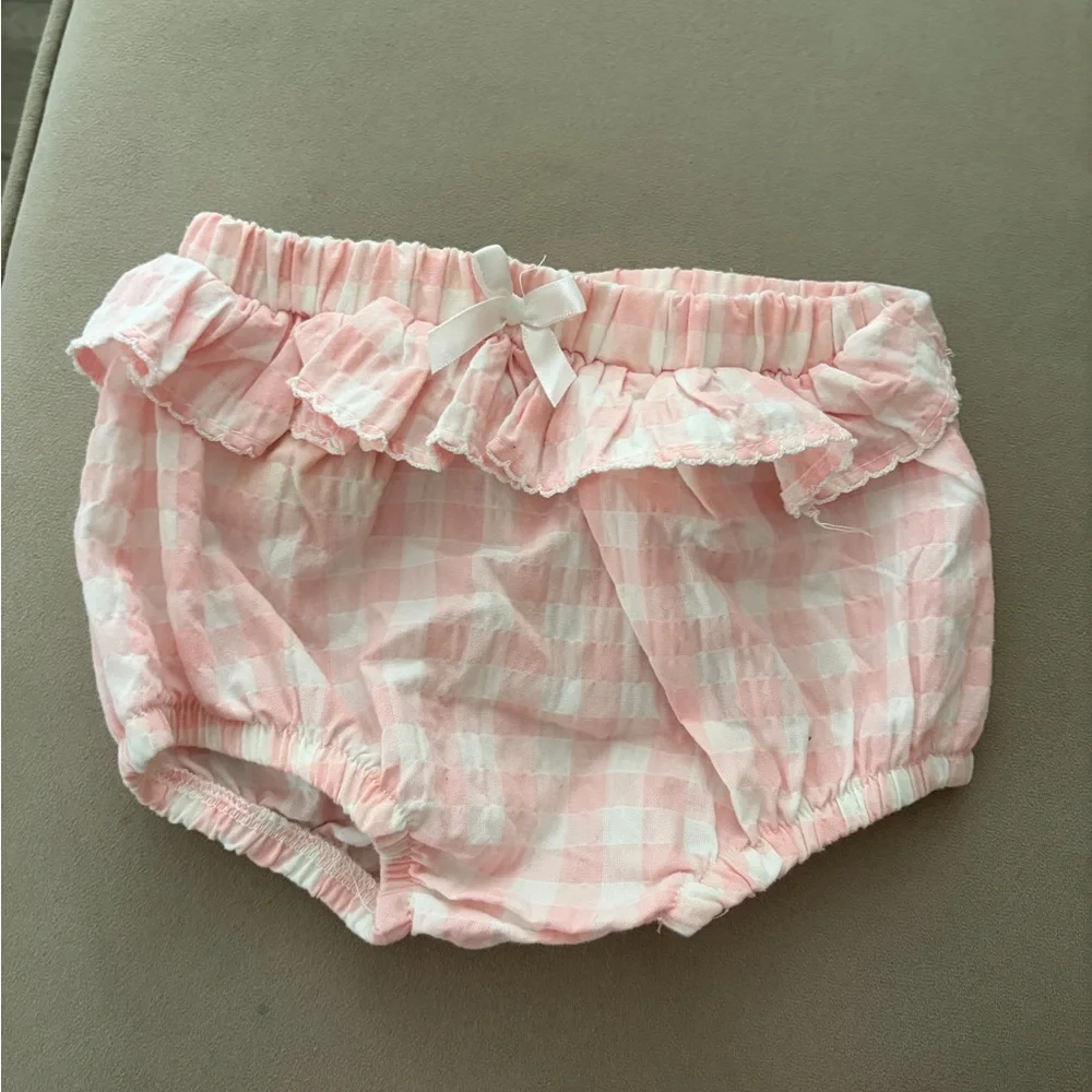 Nicole Miller Pink Gingham Diaper Cover Set